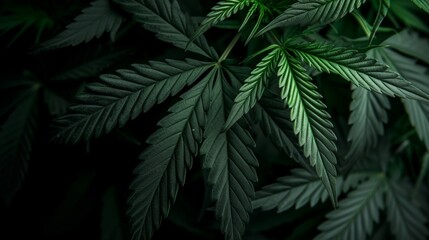 Cannabis leaf over dark background