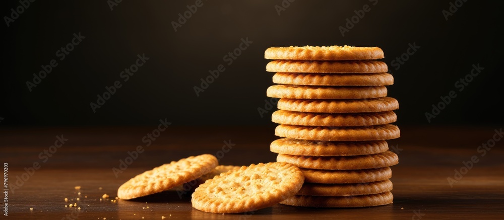 Poster Stack of biscuits on table