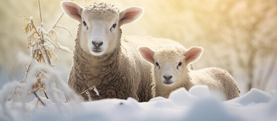 Two sheep in snow