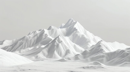 The image is of a snow-capped mountain range. The mountains are in the distance, with a large snow field in the foreground.
