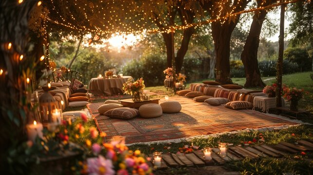 Picnic-Style Backyard Nuptials, generative ai