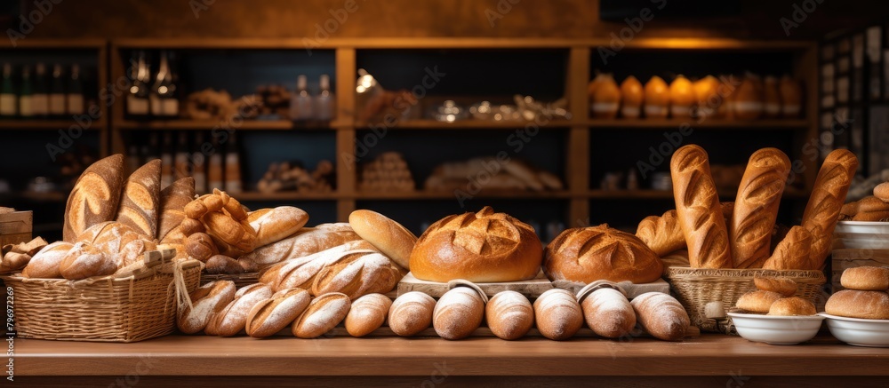 Wall mural Bread assortment on table