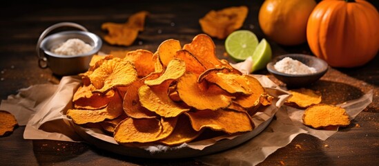 Plate of crisps served with a lime wedge