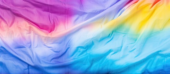 Fabric close-up on colorful rainbow background