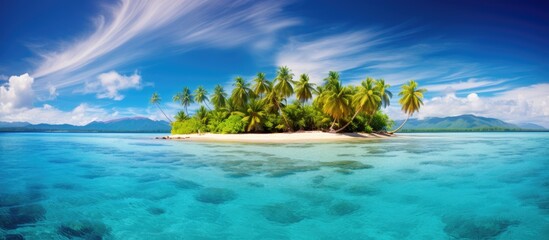 Small island, palm trees, ocean view