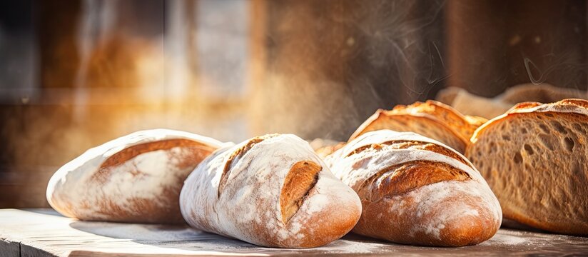 Four bread loaves on cutting board