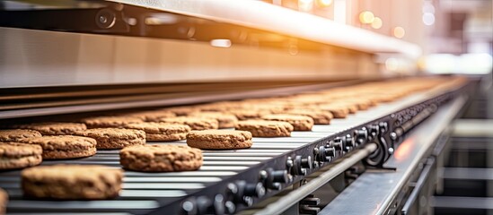 Conveyor belt with assortment of cookies
