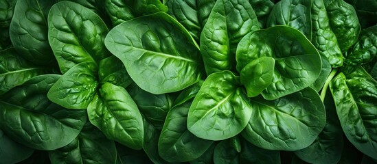 Fototapeta na wymiar Spinach leaves on a table