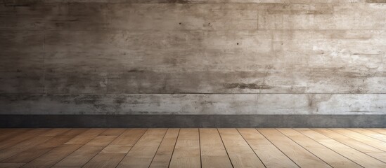 Wooden floor and concrete wall
