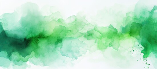 Green watercolor painting on white