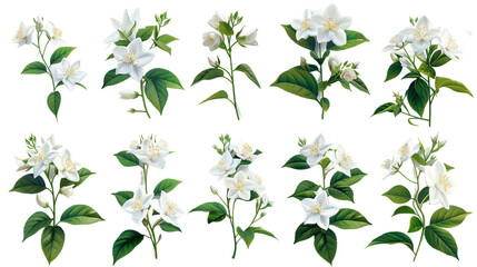 Exquisite Jasmine Blossom on Transparent Background: A Symbol of Natural Beauty and Fragrance, Perfect for Floral Decor and Wellness Concepts