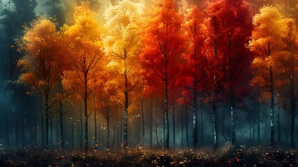 a world of fantasy and wonder, where the forest comes alive with the vibrant colors of autumn,...