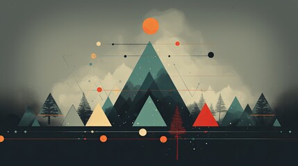 Colorful mountain range. Mountains of different colors and sizes in the form of triangles. Natural background geometric style art. Illustration for cover, card, postcard, brochure or presentation. - 796980212
