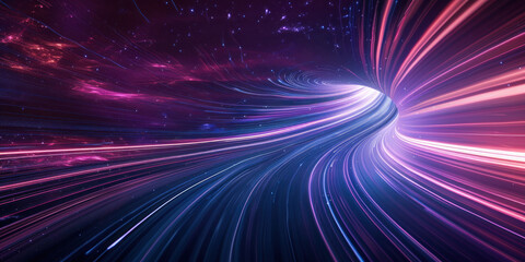 A blue and purple wormhole, travel through time
