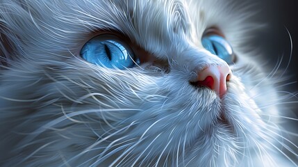a world of feline splendor with a portrait showcasing a white Persian cat adorned with striking...