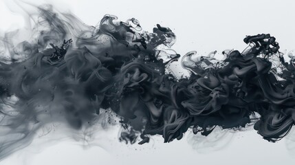 3d render illustration digital painting black big smoke flying around white background