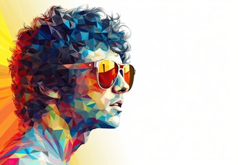 The head of a handsome man in a suit and sunglasses. Fashionable image of a male model with a stylish hairstyle in a watercolor style. Avatar for social networks. Illustration for cover, etc. - 796981265