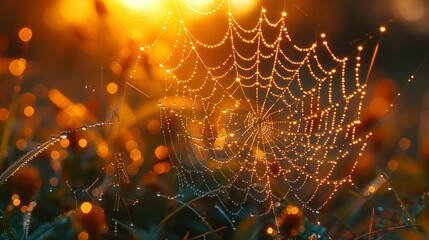 Dewy Spiderweb Sunrise, generative ai