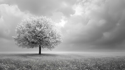 Blossoming in Solitude: Moody Monochrome, generative ai