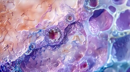 Ovarian follicular cyst, light micrograph, photo under microscope. World Ovarian Cancer Day