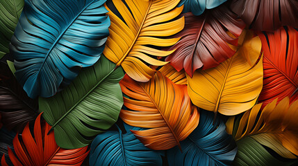 Colorful palm leaves background
