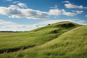 Fototapeta na wymiar Grass hilltop landscape grassland outdoors.