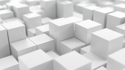 White abstract background with cubes. 3d render illustration, 3d render