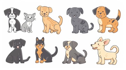 Vector illustration collection of cute dog