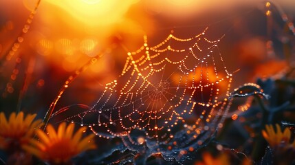 Sunrise Sparkle on Spiderweb, generative ai