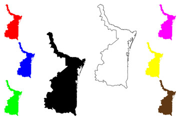 Tamaulipas (United Mexican States, Mexico, federal republic) map vector illustration, scribble sketch Free and Sovereign State of Tamaulipas map