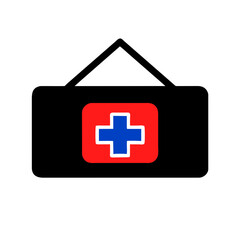 Obraz premium Pharmacy sign icon vector graphics element silhouette medical symbol sing illustration on a Transparent Background