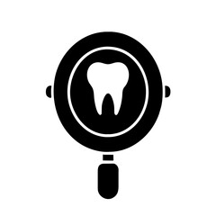 Dental mirror icon vector graphics element silhouette Oral mouthwash symbol sing illustration on a Transparent Background