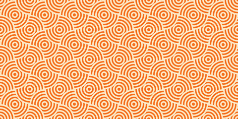Japanese seamless pattern in oriental geometric traditional style.Circle ornament.Orange abstract asian creative motif. Vintage tiger.