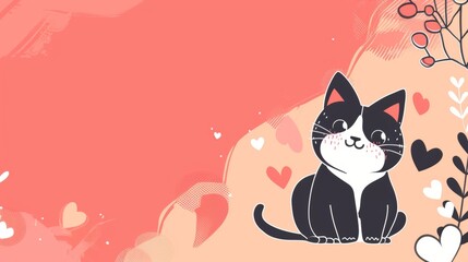Abstract background template with pet theme. Vector illustration of cute cat