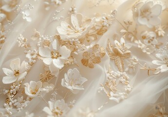 Elegant Embroidered Floral Pattern on Delicate Fabric