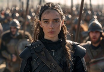 Fototapeta premium Determined female warrior ready for battle