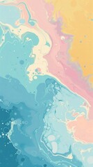 Obraz premium Abstract Art with Swirling Blue, Pink, and Yellow Colors in Fluid Dynamic Texture.