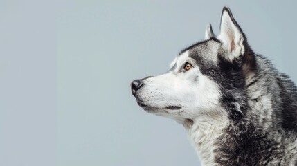 Portrait of a Husky dog over plain background