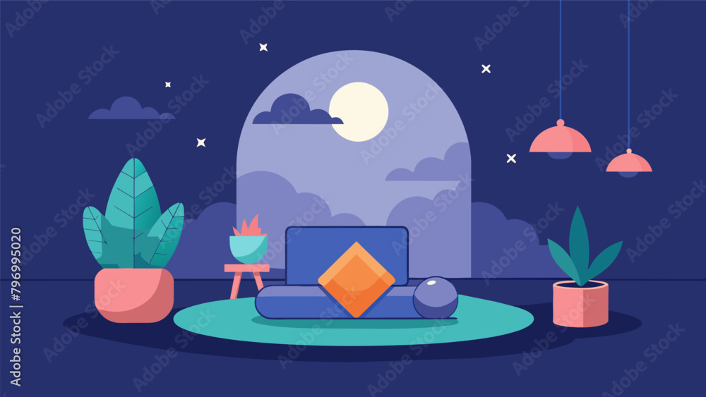 Poster a meditation corner with a comfortable cushion and calming decor allowing for a mindful winddown bef