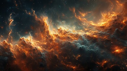 Stunning celestial map showing vibrant constellations and fiery space textures