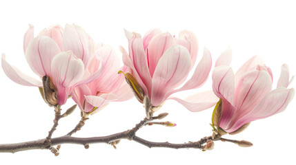 Naklejka premium Elegant Magnolia Flowers on Transparent Background, Beautiful Nature Floral Bloom for Spring Garden Decoration