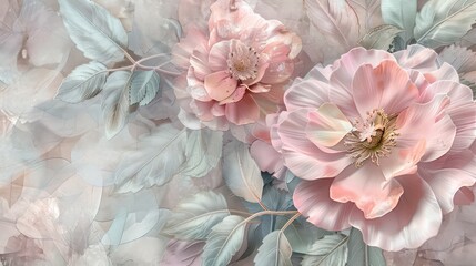 Flowers in the style of watercolor art. Luxurious floral elements, botanical background or wallpaper design, prints and invitations, postcards