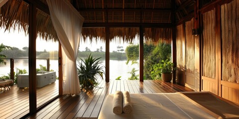 Indulge in the tranquility of serene relaxation retreats - obrazy, fototapety, plakaty