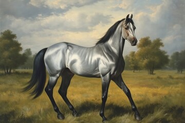 Obraz na płótnie Canvas Horse painting stallion animal.