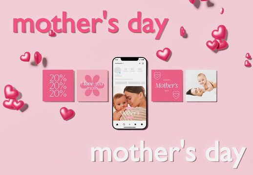 Customizable Mobile Device Design for Mother's Day Mockup