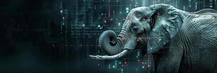 An elephant with a memory for complex algorithms helps troubleshoot and maintain legacy systems, valued for its longterm knowledge retention, business concept