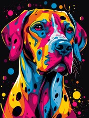 Colorful Pop Art Portrait of a Great Dane Against Black Background. - 797002456
