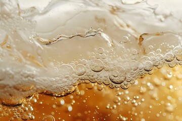 Capturing the mesmerizing sight of beer bubbles cascading into a glass, forming frothy waves. Concept Beer Bubbles, Frothy Waves, Mesmerizing Sight, Glass Cascading