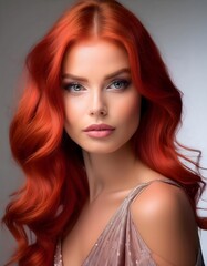 Fototapeta premium Portrait of young redhead girl looking at camera