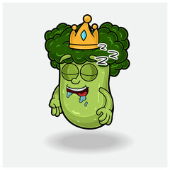 Broccoli Mascot Character Cartoon With Sleep expression.
